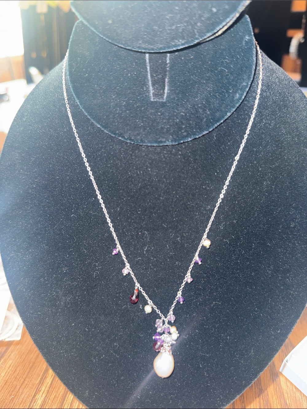 gorgeous 925 Y drop amethyst baroque necklace